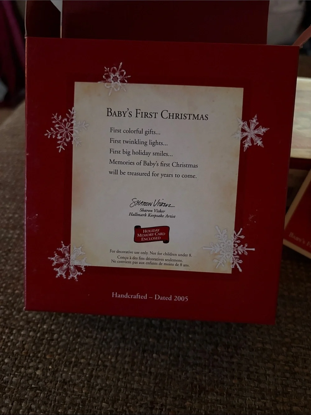 Retired Vintage Hallmark Red, White and Green Baby Photo Frame Ornament BNWT